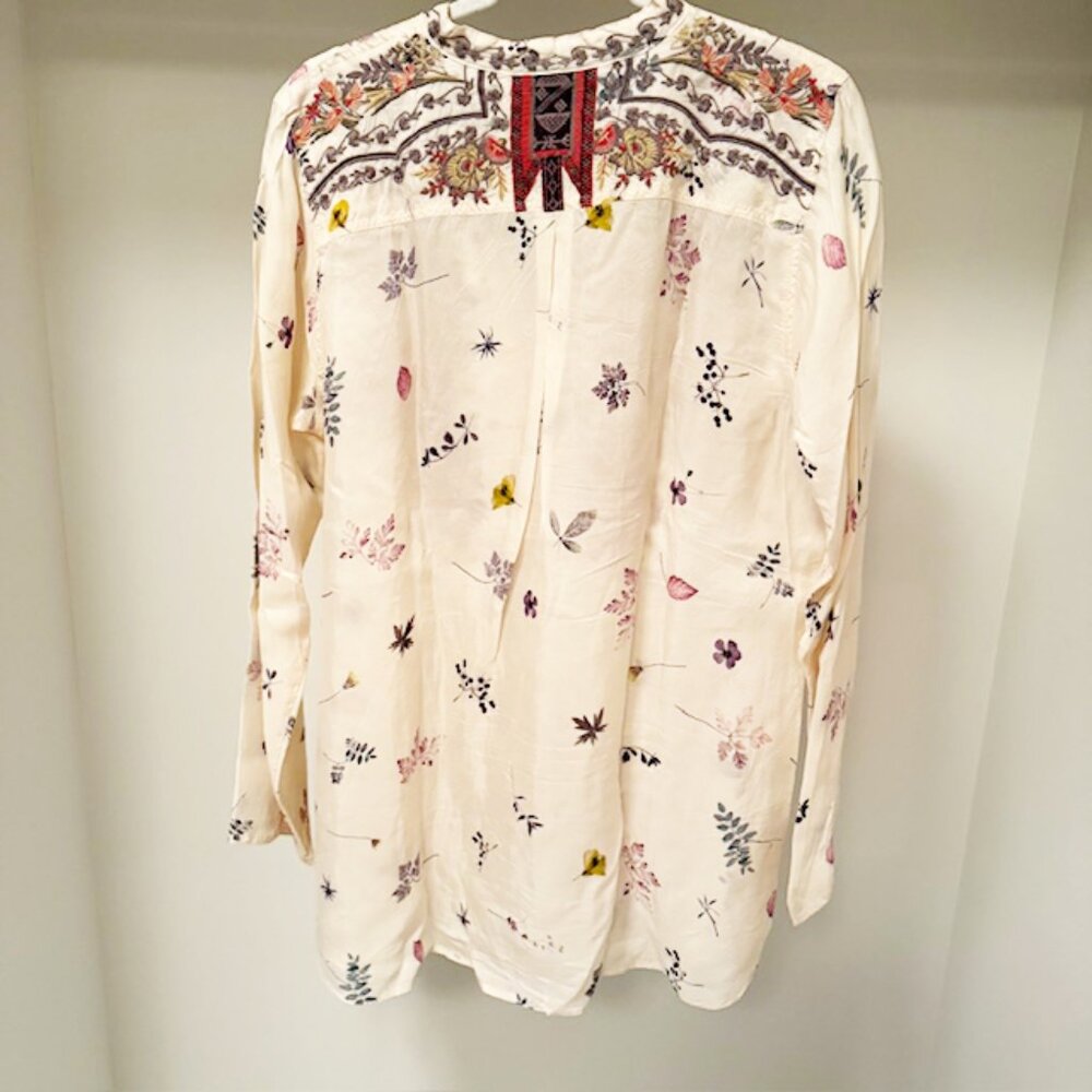 Johnny Was Bania Cupra Blouse Floral Embroidered Long Sleeve Tunic Top, Large - Picture 5 of 9